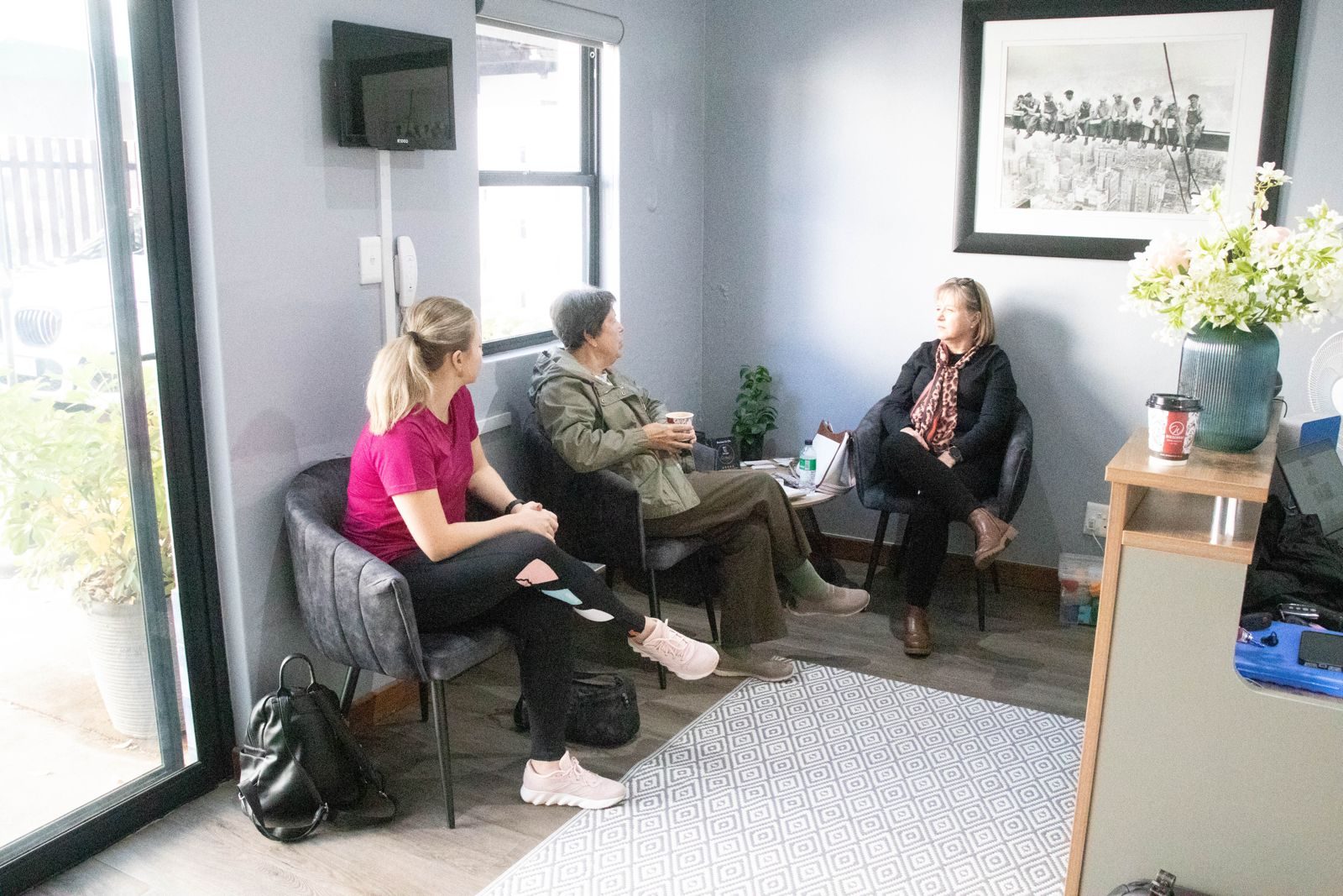 Peak Physiotherapy reception and waiting area with patients