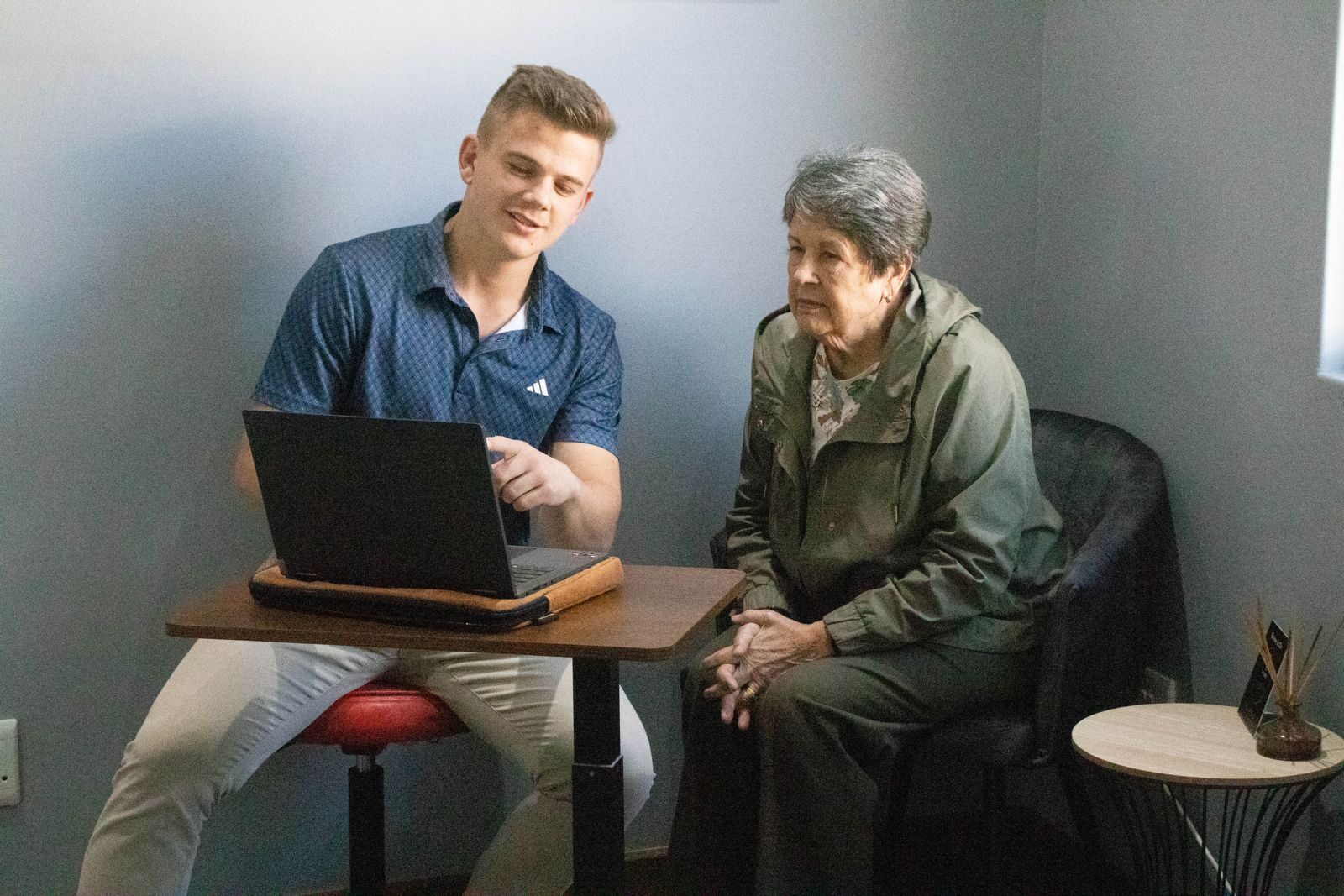 James Harris, physiotherapist, with a patient